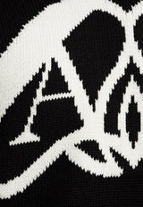 Alexander McQueen Seal Logo Intarsia Sweater Black 775849 Q1A70-1080
