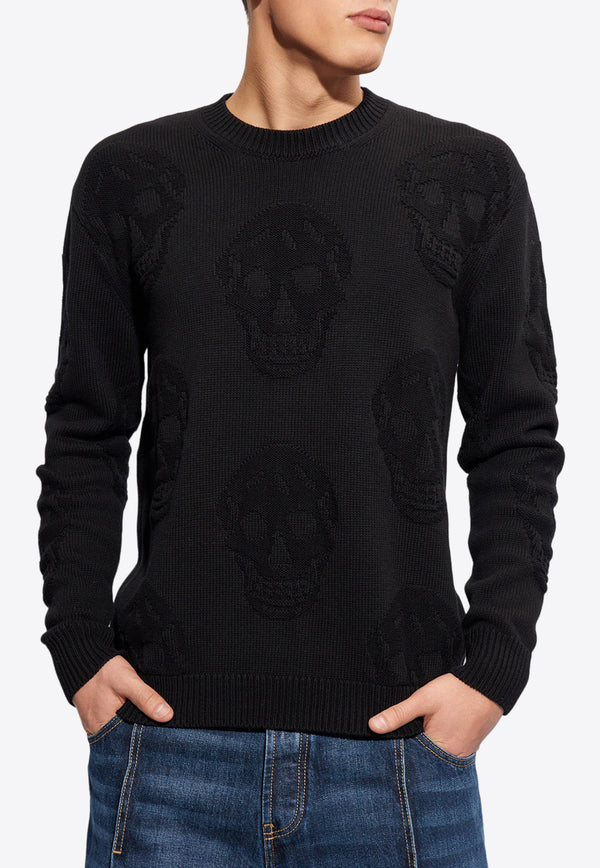 Alexander McQueen Jacquard Skull Crewneck Sweater Black 775862 Q1A71-1000