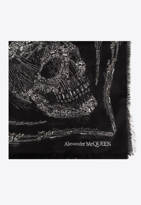 Alexander McQueen Crystal Skull Square Scarf Black 776816 4E11Q-1078