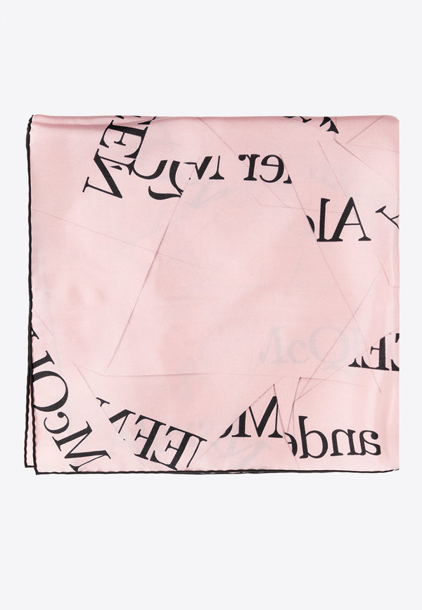 Alexander McQueen Logo Monogram Silk Scarf Pink 774666 3001Q-5960