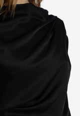 Alexander McQueen Draped Satin Long-Sleeved Blouse Black 778165 QBAAE-1000