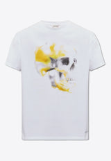 Alexander McQueen Obscured Skull Print T-shirt White 776336 QTAAL-0962