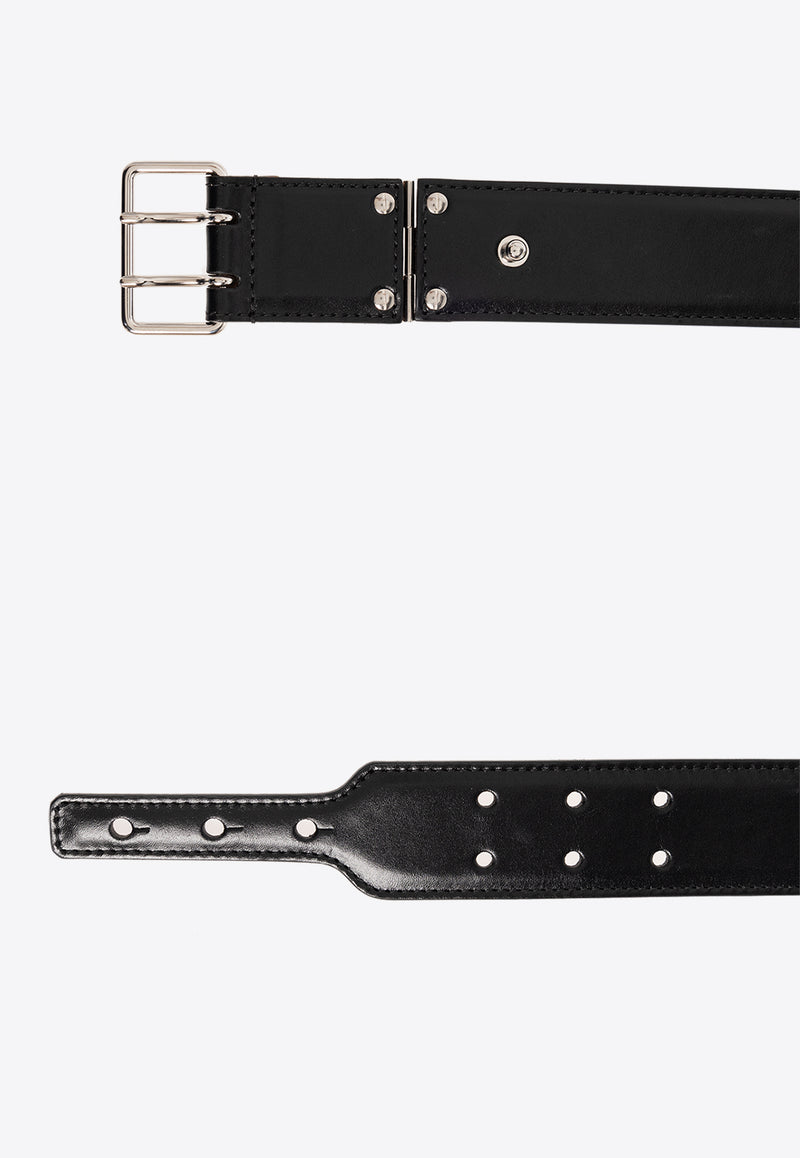 Alexander McQueen Military Leather Buckle Belt Black 775382 1BRCF-1000