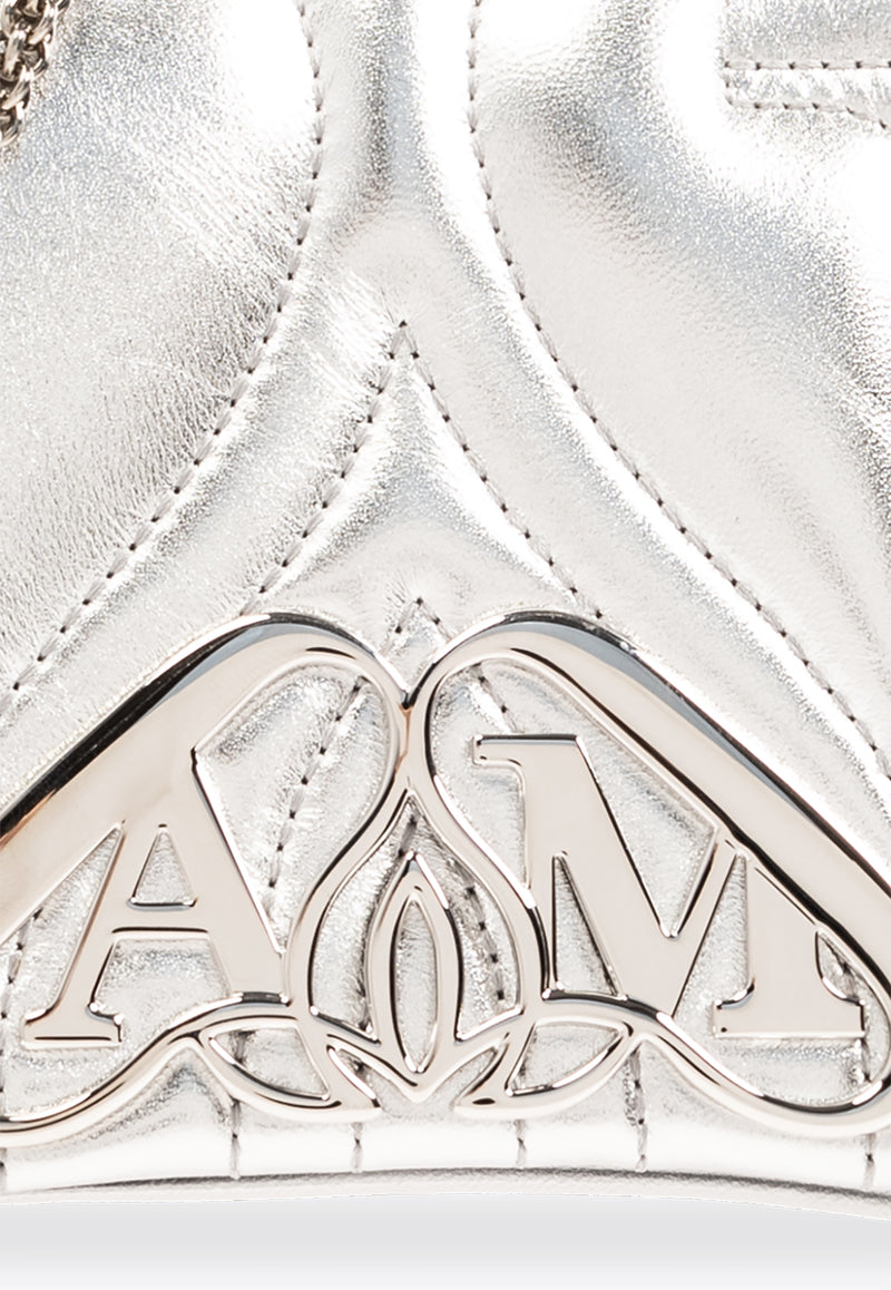 Alexander McQueen The Mini Seal Metallic Crossbody Bag Silver 777011 1BL0I-1400