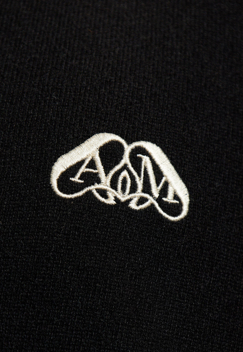Alexander McQueen Seal Logo Cashmere Cardigan Black 775770 Q1A7S-1080