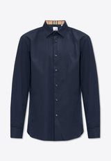 Burberry Logo Embroidered Long-Sleeved Shirt  Navy 8071800 A1222-NAVY