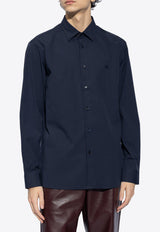 Burberry Logo Embroidered Long-Sleeved Shirt  Navy 8071800 A1222-NAVY