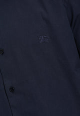 Burberry Logo Embroidered Long-Sleeved Shirt  Navy 8071800 A1222-NAVY