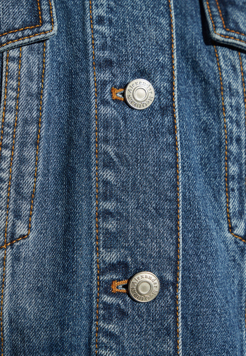 Alexander McQueen Button-Up Denim Jacket Blue 775898 QMABJ-4109