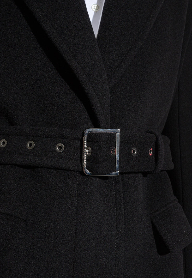 Alexander McQueen Single-Breasted Wool Blend Coat Black 780903 QKAA9-1000