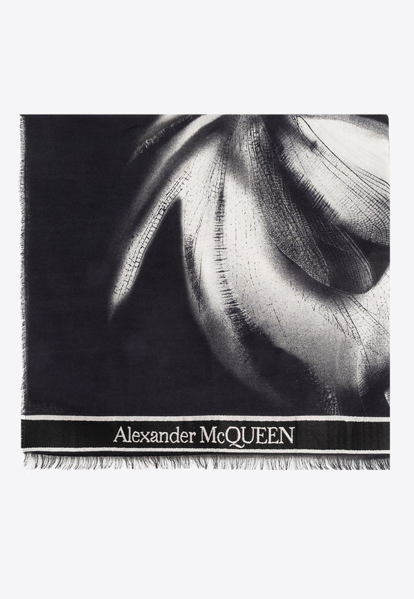 Alexander McQueen Dragonfly Shadow Print Scarf Black 776227 4E51Q-1077