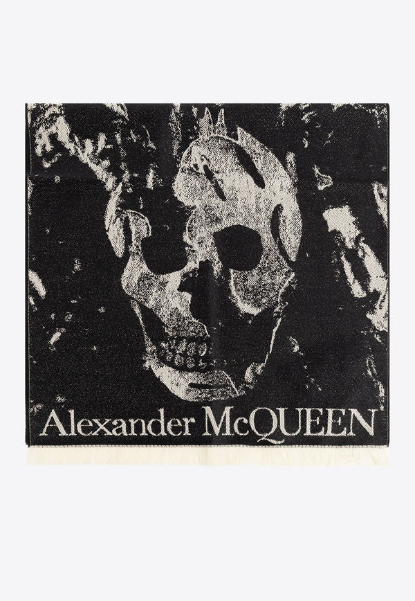 Alexander McQueen Flower Bloom Wool Scarf Black 778724 3200Q-1078
