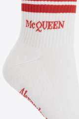 Alexander McQueen Logo Intarsia Striped Socks White 779365 3D17Q-9074