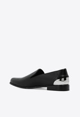 Alexander McQueen Metal Heel Leather Loafers Black 778158 WIES4-1081