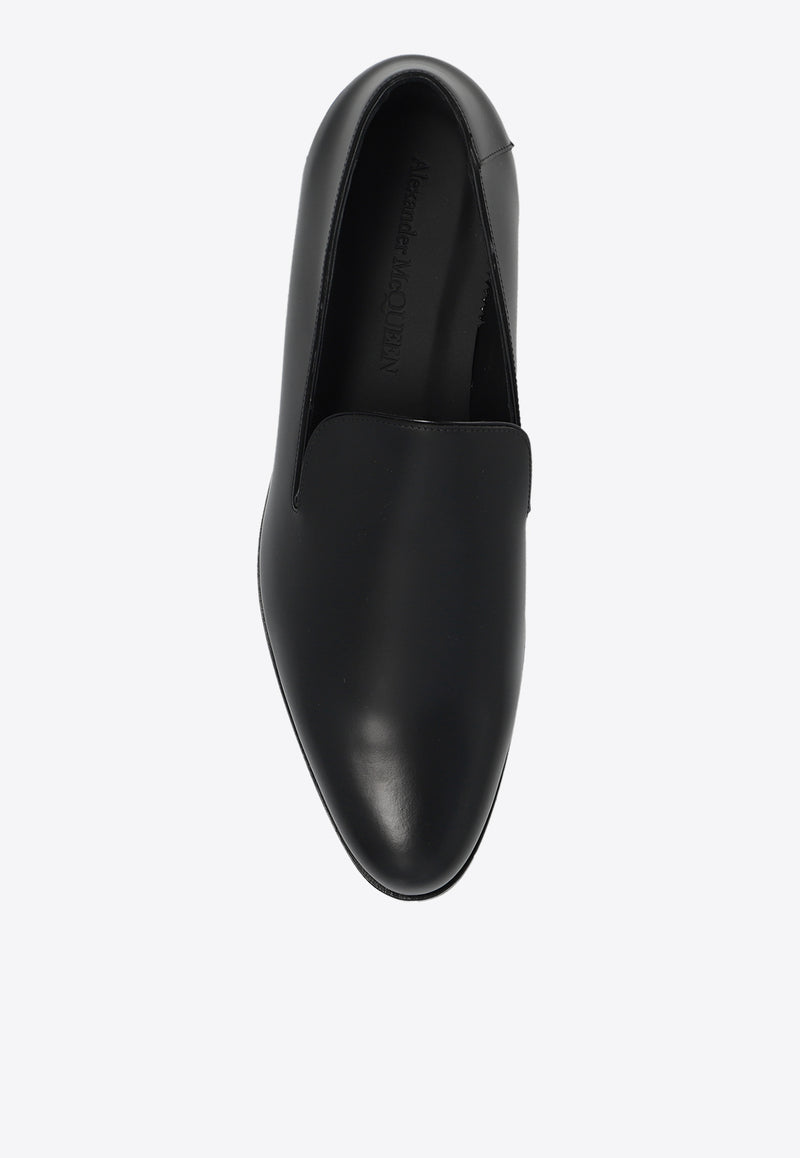 Alexander McQueen Metal Heel Leather Loafers Black 778158 WIES4-1081
