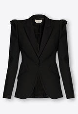 Alexander McQueen Single-Breasted Blazer with Knot Detail Black 780529 QJACX-1000