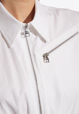 Alexander McQueen Zip-Up Midi Shirt Dress White 780568 QAABC-9000