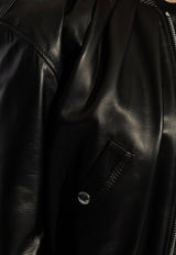 Alexander McQueen Leather Bomber Jacket Black 780924 Q5ALT-1000