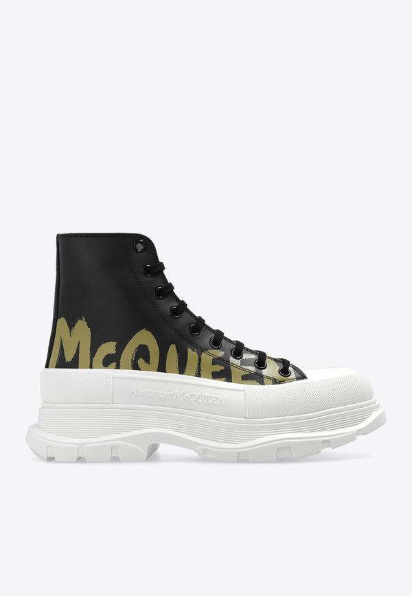 Alexander McQueen Tread Slick Leather Boots Black 777960 WIAT6-1680