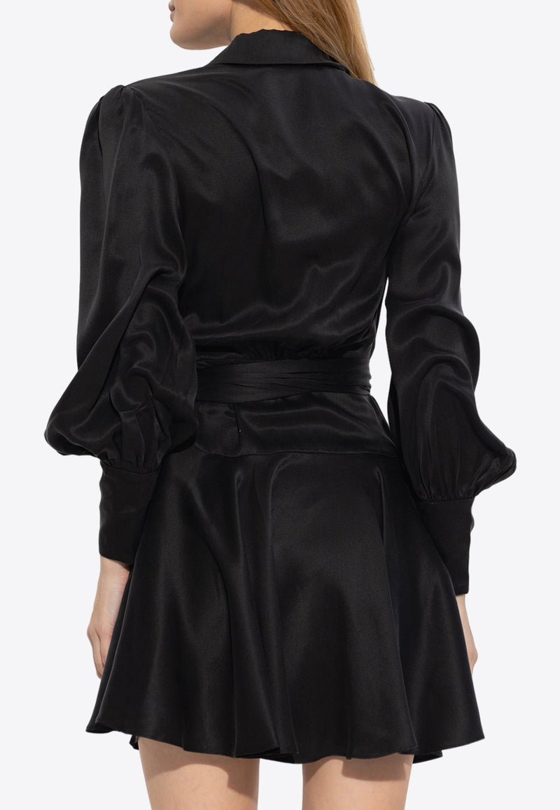 Zimmermann Mini Silk Wrap Dress Black 8067DRMAT 0-BLK