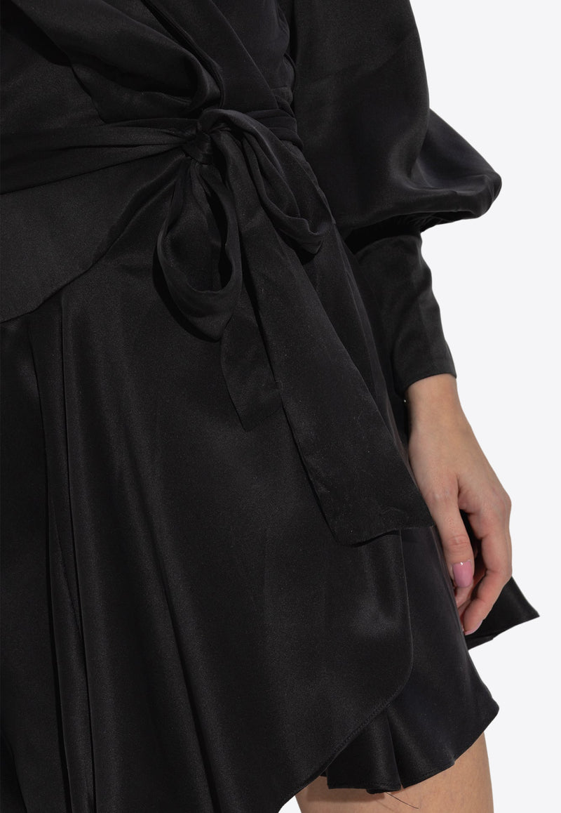 Zimmermann Mini Silk Wrap Dress Black 8067DRMAT 0-BLK