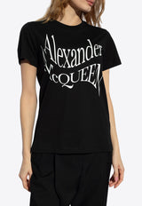 Alexander McQueen Logo Print Crewneck T-shirt Black 781403 QZALT-0901