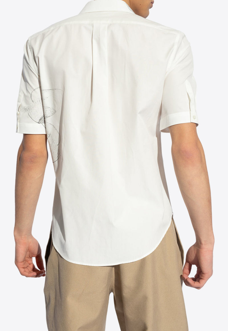 Alexander McQueen Dragonfly Print Short-Sleeved Shirt White 778188 QOAAG-9080