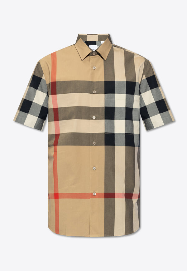 Burberry Signature Check Short-Sleeved Shirt  Beige 8079591 A7028-ARCHIVE BEIGE IP