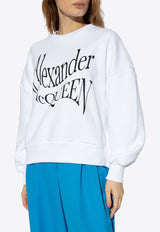Alexander McQueen Logo Print Crewneck Sweatshirt White 781418 QZALW-0900