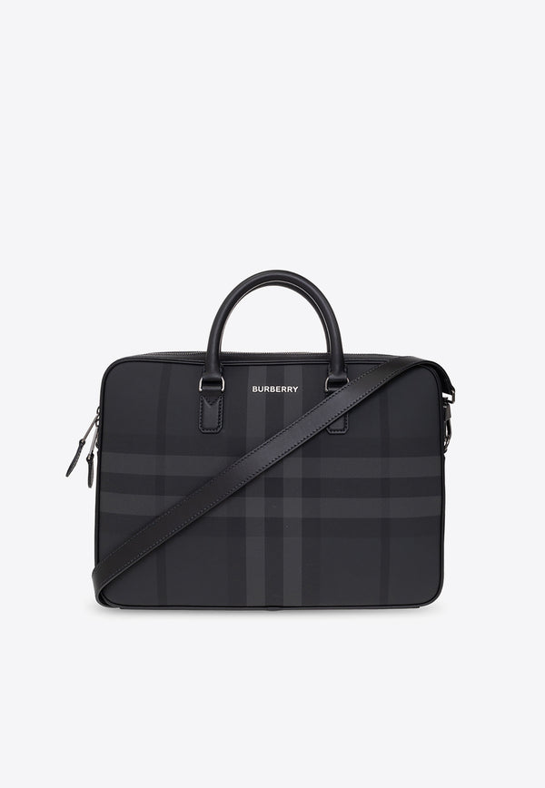 Burberry Slim Ainsworth Checked Briefcase Black 8066091 A8800-CHARCOAL