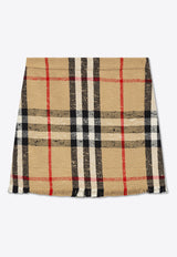 Burberry Pleated Check Wool Mini Skirt Beige 8072325 A7028-ARCHIVE BEIGE IP CHK
