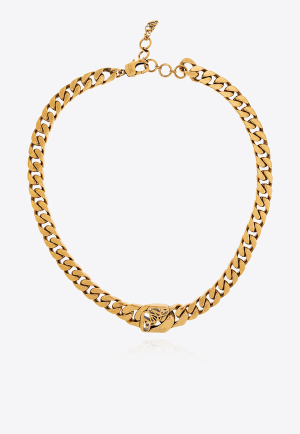 Alexander McQueen Cut-Out Logo Chain Necklace Gold 780983 J160K-8500