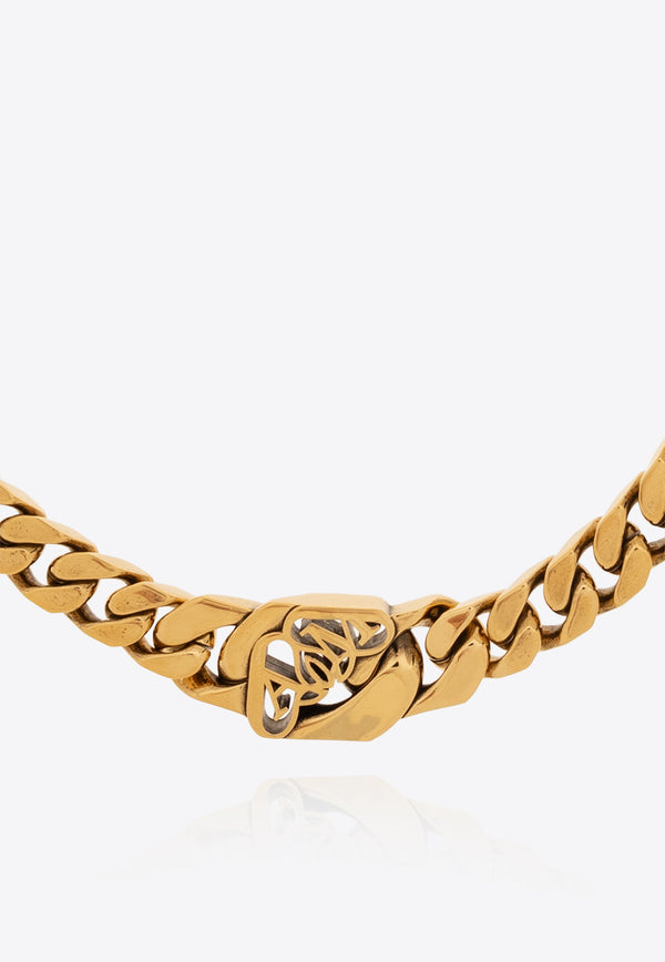 Alexander McQueen Cut-Out Logo Chain Necklace Gold 780983 J160K-8500
