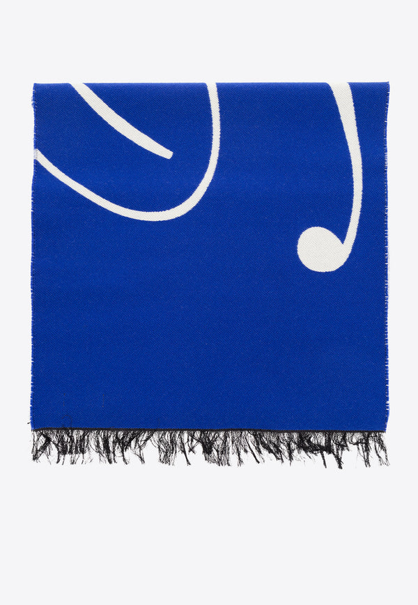 Burberry Logo Wool Silk Scarf Blue 8079174 B7323-KNIGHT