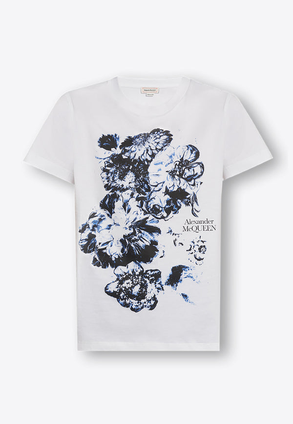 Alexander McQueen Chiaroscuro Crewneck T-shirt White 781608 QZALS-0900