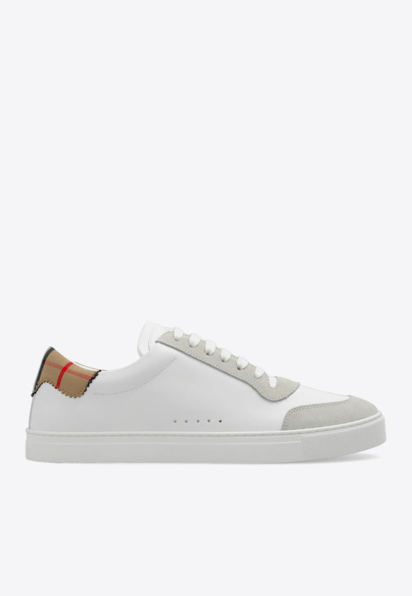 Burberry Low-Top Leather and Suede Sneakers  White 8066468 A9022-NEUTRAL WHITE