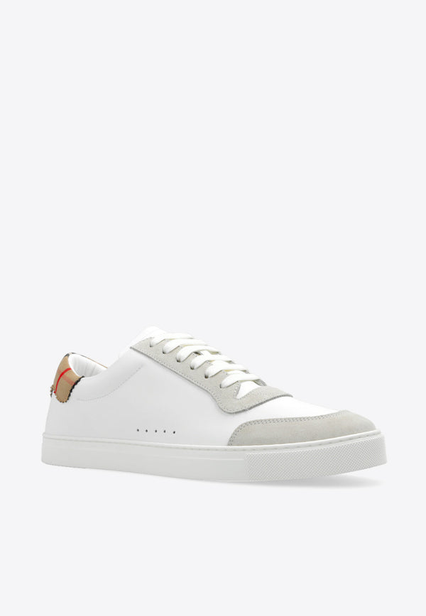 Burberry Low-Top Leather and Suede Sneakers  White 8066468 A9022-NEUTRAL WHITE