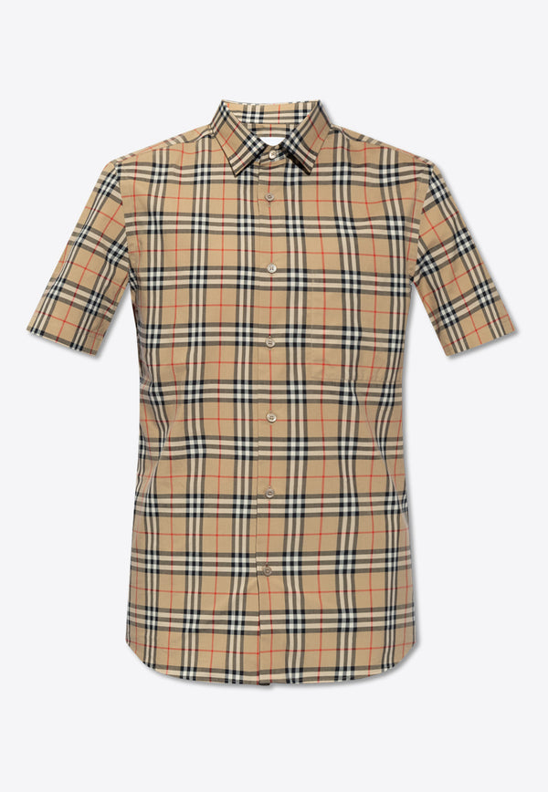 Burberry Signature Check Slim-Fit Shirt  Beige 8079589 A7028-ARCHIVE BEIGE IP