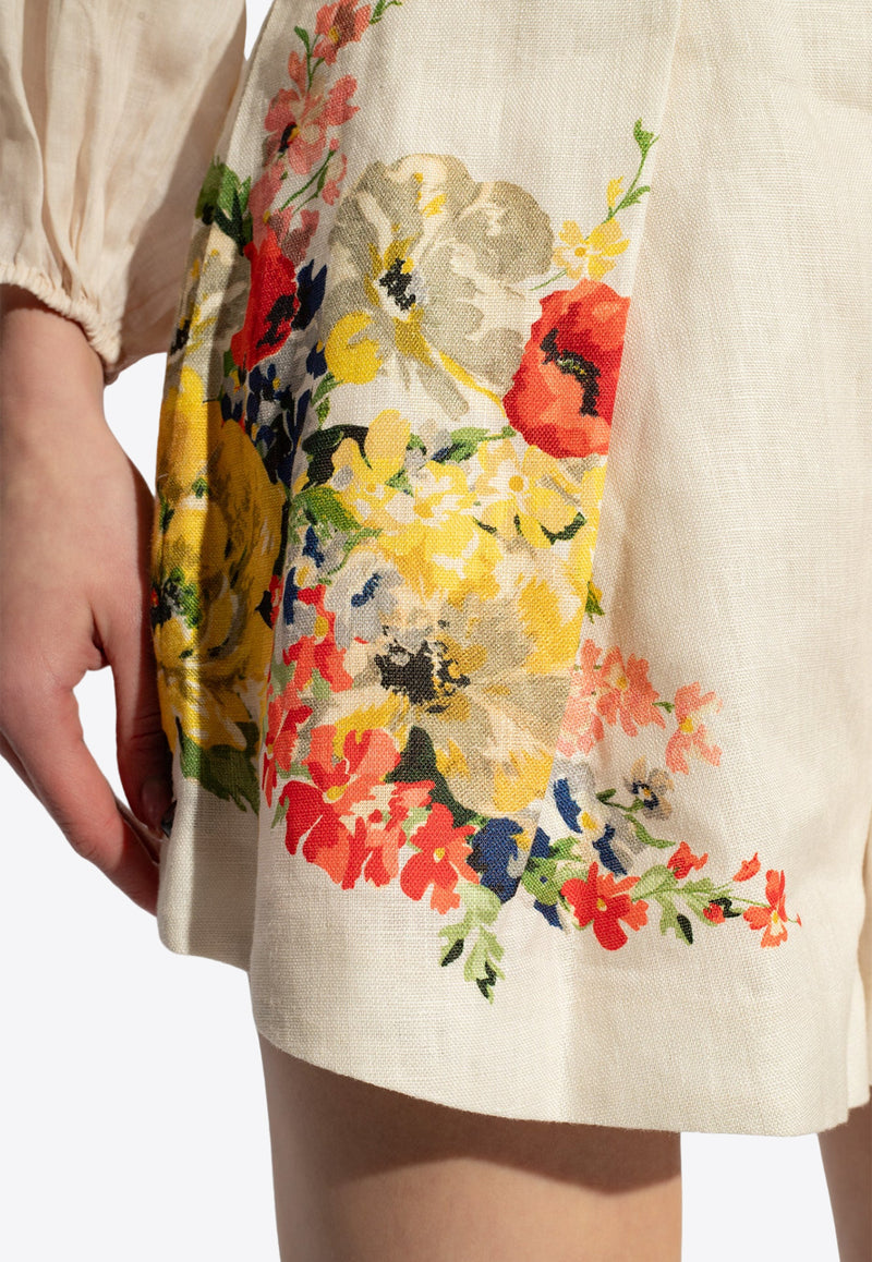 Zimmermann Alight Floral Print Shorts Cream 8301ARS241 0-IVF