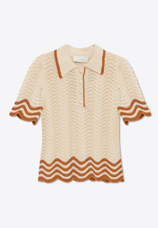 Zimmermann Junie Crochet Knit Polo T-shirt Cream 8694TRS243 0-TANCRM