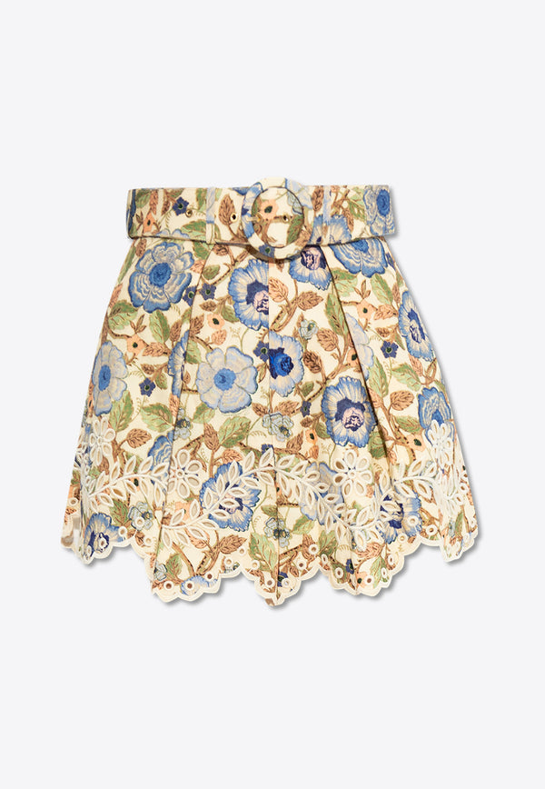 Zimmermann Junie Floral Print Belted Shorts Multicolor 8789ARS243 0-IVOBF