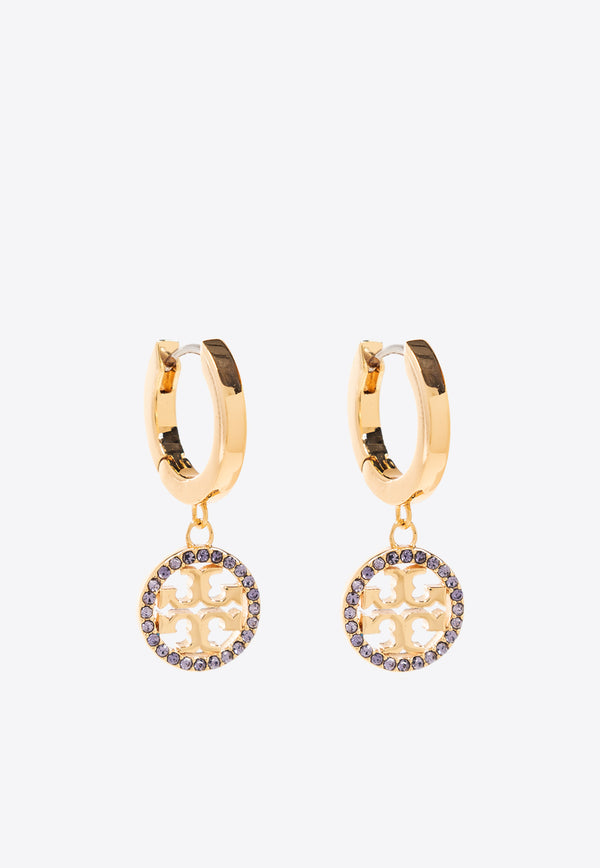 Tory Burch Miller Crystal Embellished Hoop Earrings Gold 87041 0-702