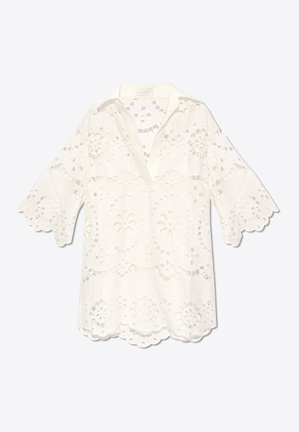 Zimmermann Lexi Broderie Anglaise Shirt White 9170DRS245 0-IVO