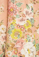 Zimmermann Matchmaker Floral Print Midi Dress Pink 9141DMAT 0-BUFCOR
