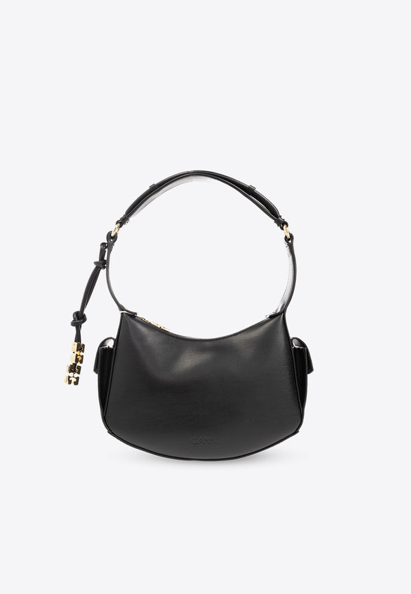 GANNI Swing Leather Shoulder Bag Black A5416 5893-099