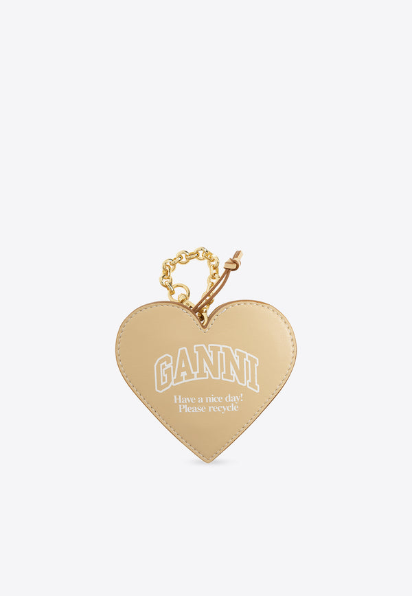GANNI Heart-Shaped Coin Purse Beige A5469 5891-482
