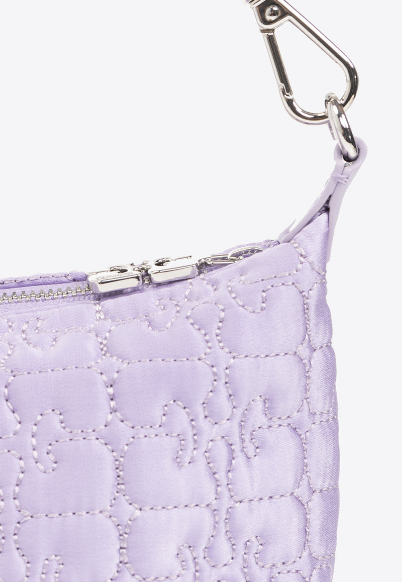 GANNI Small Butterfly Quilted Shoulder Bag Purple A5410 5893-428