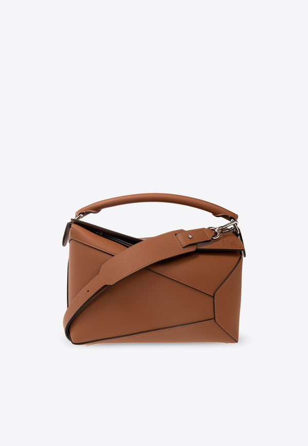 Loewe Puzzle Leather Top Handle Bag Brown A510P49X14 0-TAN