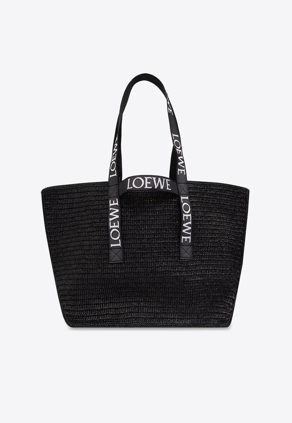 Loewe Fold Woven Raffia Tote Bag Black B507X23X10 0-BLACK