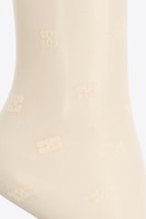 GANNI Monogrammed Knee-High Socks Cream A5538 5896-135